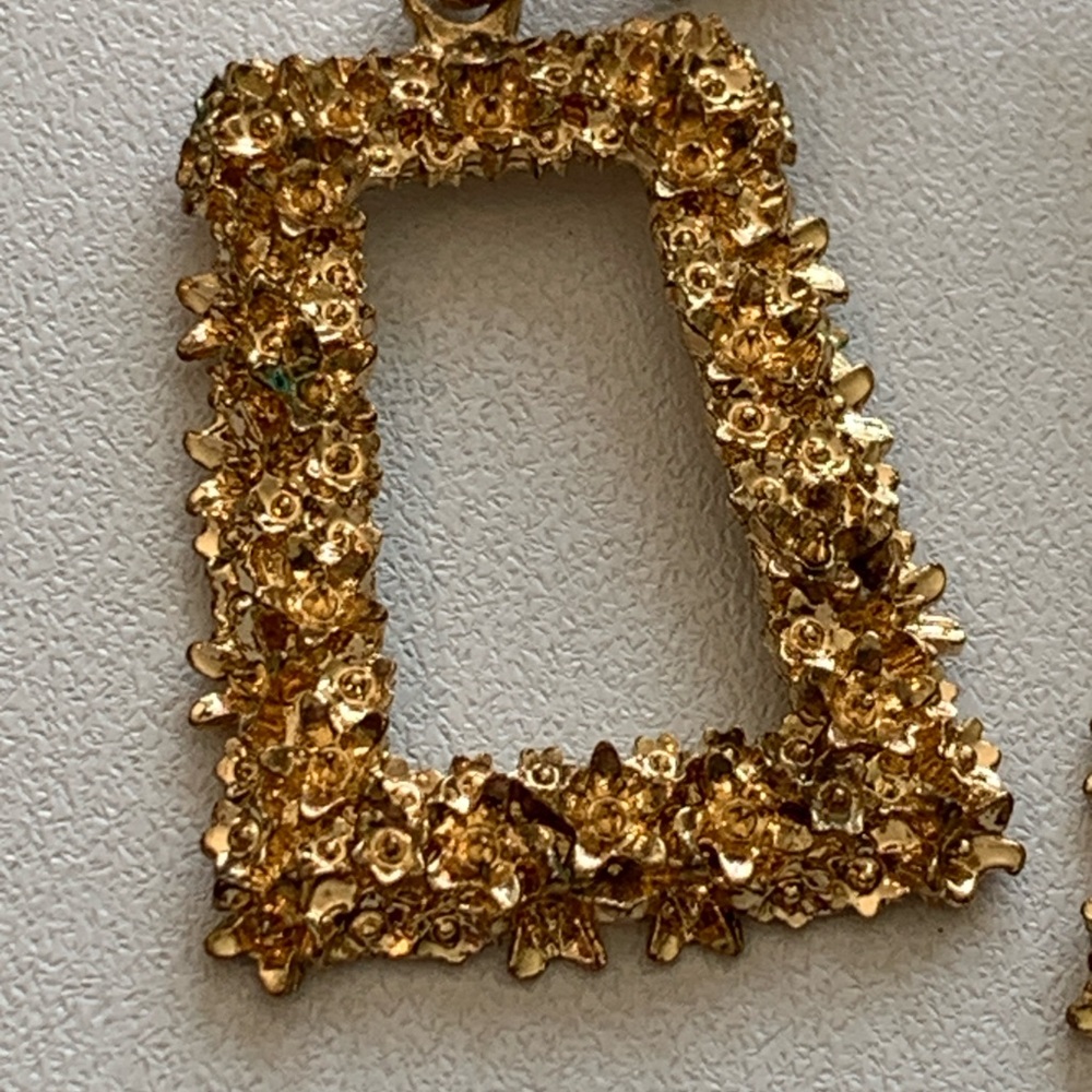 Large Gold Nugget Textured Statement Earrings Vin… - image 5